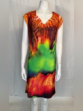 Bazaar Vibrant Multicolor Dress with Cowl Neck
